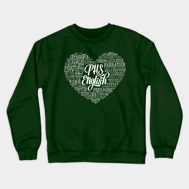 PHS English Love White Text Crewneck Sweatshirt by beyerbydesign